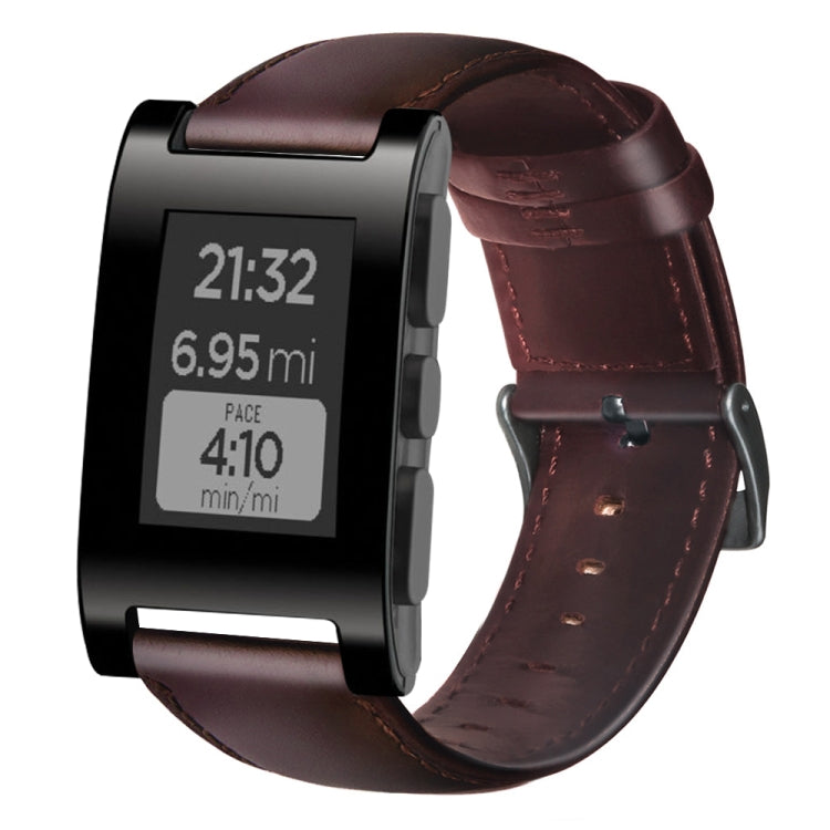 Correia de Relógio em Pele Genuína com Cera de Óleo, Para Amazfit GTR 47mm / Pace / Stratos, Para Amazfit 2 Stratos, Para Ticwatch Pro / E2 / S2, Para Pebble Gen 1, Para Pebble Time