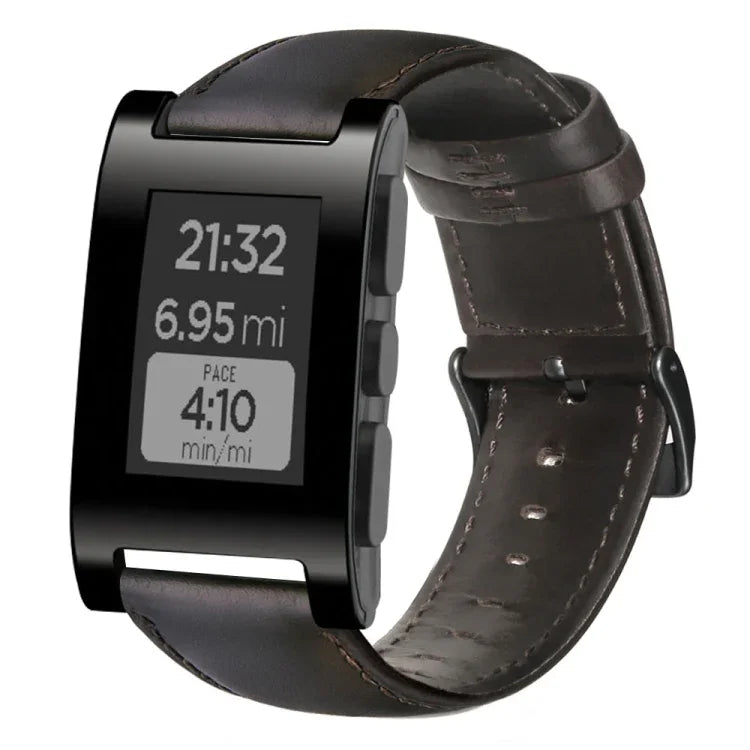 Correia de Relógio em Pele Genuína com Cera de Óleo, Para Amazfit GTR 47mm / Pace / Stratos, Para Amazfit 2 Stratos, Para Ticwatch Pro / E2 / S2, Para Pebble Gen 1, Para Pebble Time
