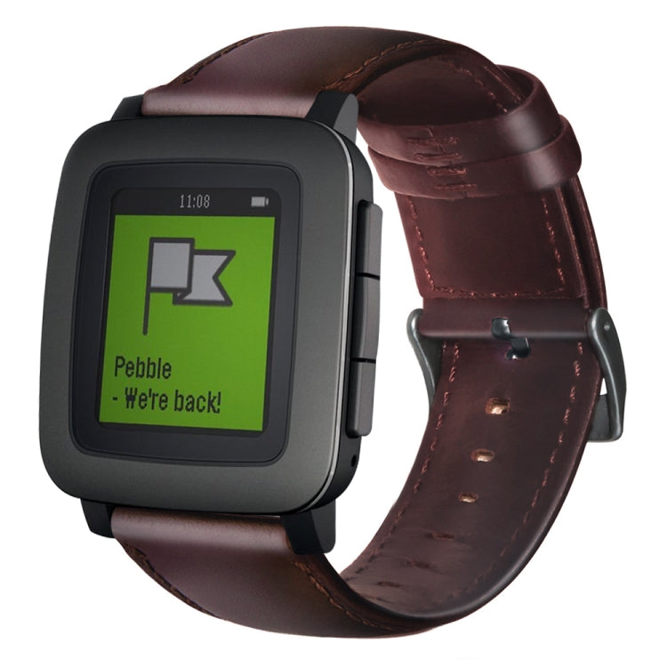 Correia de Relógio em Pele Genuína com Cera de Óleo, Para Amazfit GTR 47mm / Pace / Stratos, Para Amazfit 2 Stratos, Para Ticwatch Pro / E2 / S2, Para Pebble Gen 1, Para Pebble Time