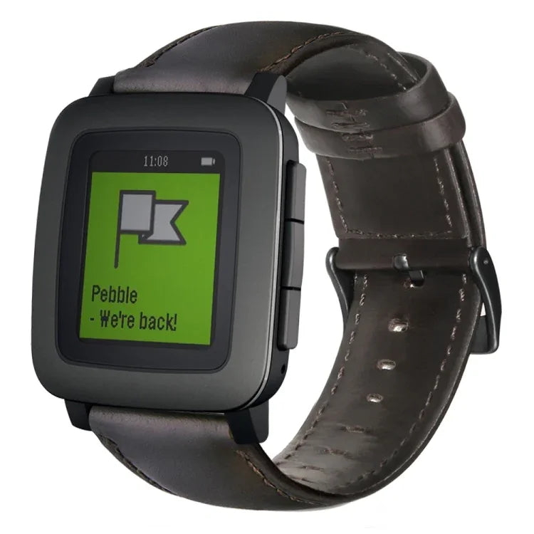 Correia de Relógio em Pele Genuína com Cera de Óleo, Para Amazfit GTR 47mm / Pace / Stratos, Para Amazfit 2 Stratos, Para Ticwatch Pro / E2 / S2, Para Pebble Gen 1, Para Pebble Time