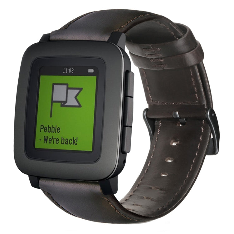Correia de Relógio em Pele Genuína com Cera de Óleo, Para Amazfit GTR 47mm / Pace / Stratos, Para Amazfit 2 Stratos, Para Ticwatch Pro / E2 / S2, Para Pebble Gen 1, Para Pebble Time