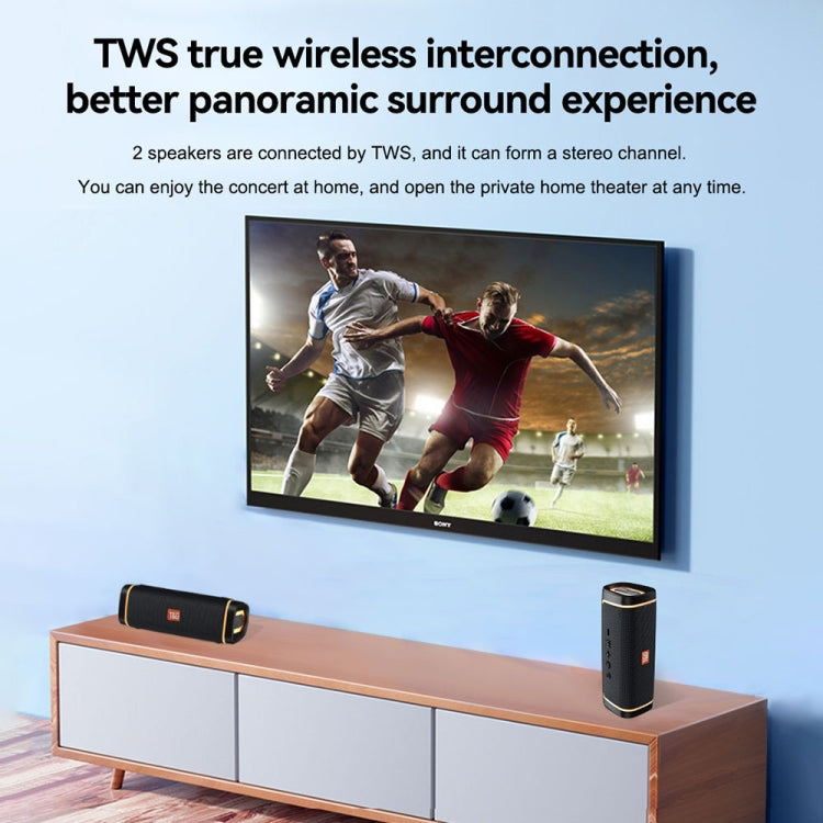 Coluna Bluetooth Sem Fios com Subwoofer T&G TG375 para Exterior, Luz LED RGB Portátil, TG375