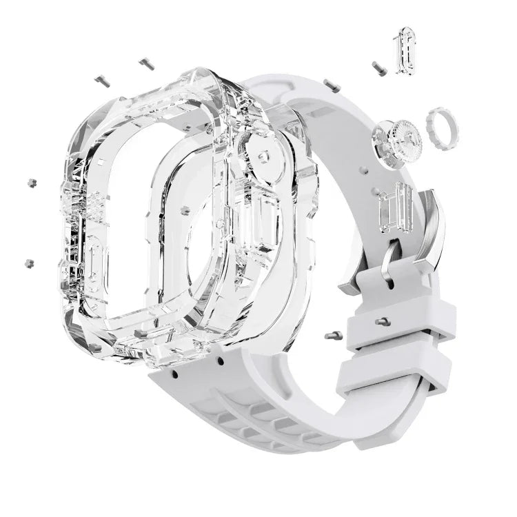 Pulseira de Relógio com Caixa de Armadura Transparente de Borracha de Flúor, Para Apple Watch Ultra 3 / 2 / 1 49mm