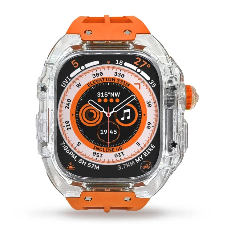Pulseira de Relógio com Caixa de Armadura Transparente de Borracha de Flúor, Para Apple Watch Ultra 3 / 2 / 1 49mm