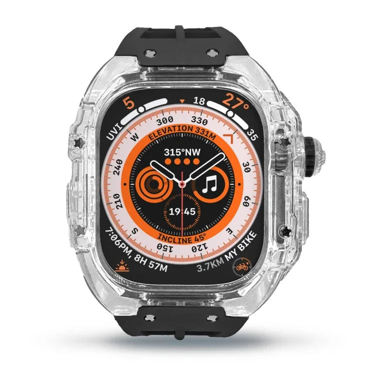 Pulseira de Relógio com Caixa de Armadura Transparente de Borracha de Flúor, Para Apple Watch Ultra 3 / 2 / 1 49mm