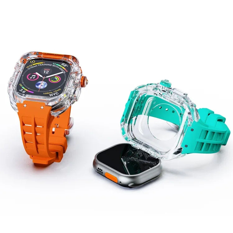 Pulseira de Relógio com Caixa de Armadura Transparente de Borracha de Flúor, Para Apple Watch Ultra 3 / 2 / 1 49mm