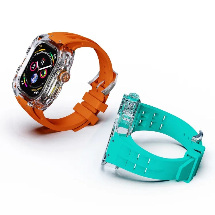 Pulseira de Relógio com Caixa de Armadura Transparente de Borracha de Flúor, Para Apple Watch Ultra 3 / 2 / 1 49mm