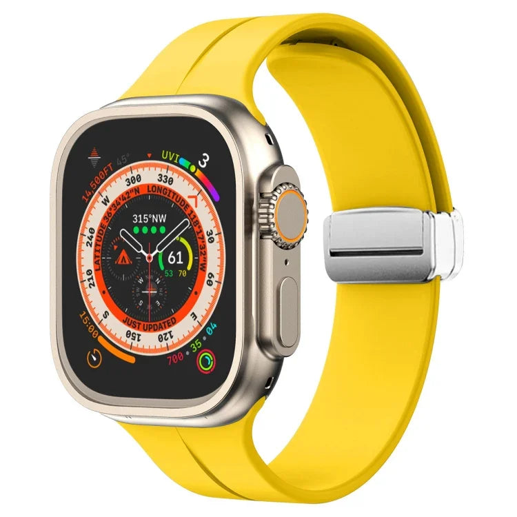 Magnetic Fold Clasp Silicone Watch Band, For Apple Watch Series 8&7 45mm, For Apple Watch Series 8&7 41mm