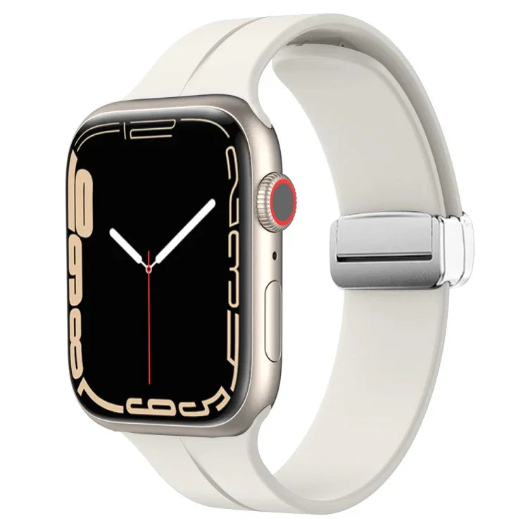 Magnetic Fold Clasp Silicone Watch Band, For Apple Watch Series 8&7 45mm, For Apple Watch Series 8&7 41mm