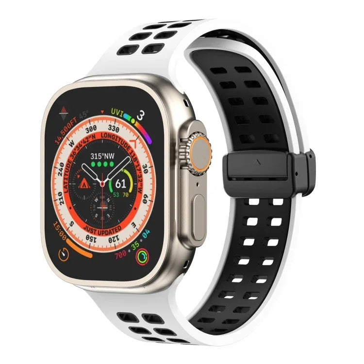 Pulseira de Relógio de Silicone com Fecho Dobradiço Magnético e Orifícios Quadrados, Para Apple Watch Series 8&7 45mm, Para Apple Watch Series 8&7 41mm