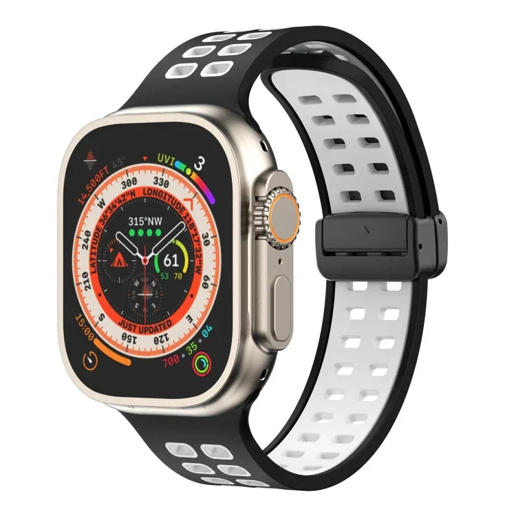 Pulseira de Relógio de Silicone com Fecho Dobradiço Magnético e Orifícios Quadrados, Para Apple Watch Series 8&7 45mm, Para Apple Watch Series 8&7 41mm