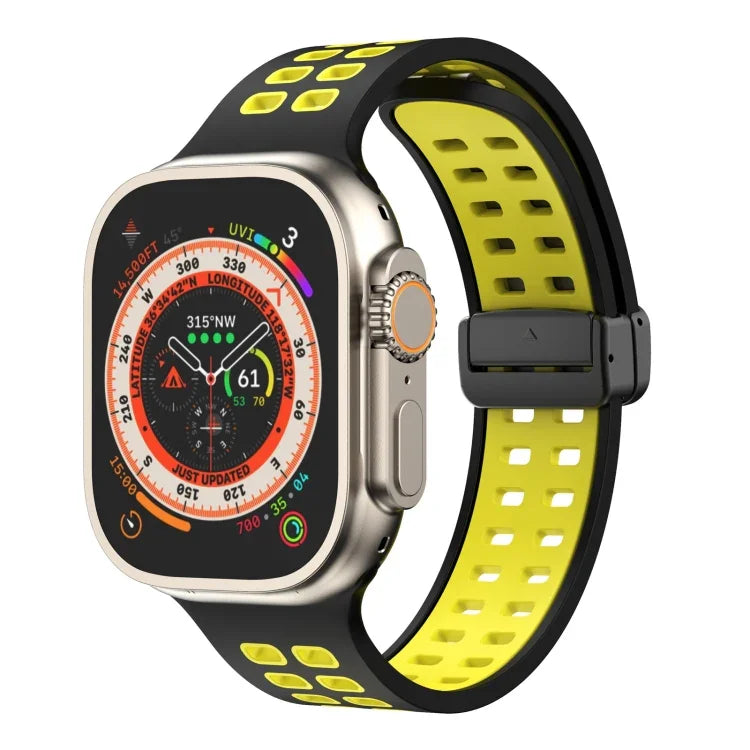 Pulseira de Relógio de Silicone com Fecho Dobradiço Magnético e Orifícios Quadrados, Para Apple Watch Series 8&7 45mm, Para Apple Watch Series 8&7 41mm