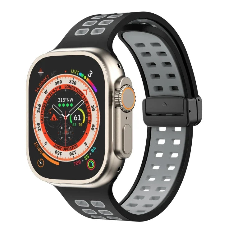 Pulseira de Relógio de Silicone com Fecho Dobradiço Magnético e Orifícios Quadrados, Para Apple Watch Series 8&7 45mm, Para Apple Watch Series 8&7 41mm