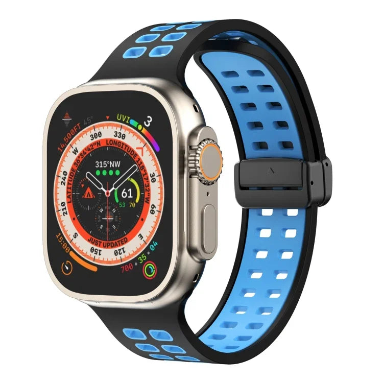 Pulseira de Relógio de Silicone com Fecho Dobradiço Magnético e Orifícios Quadrados, Para Apple Watch Series 8&7 45mm, Para Apple Watch Series 8&7 41mm