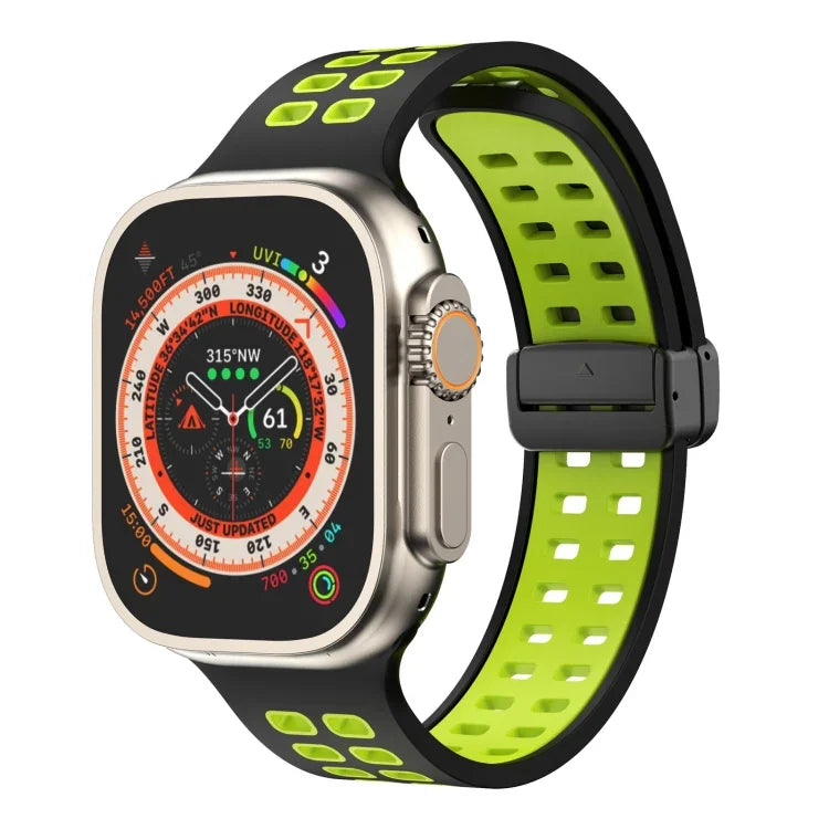 Pulseira de Relógio de Silicone com Fecho Dobradiço Magnético e Orifícios Quadrados, Para Apple Watch Series 8&7 45mm, Para Apple Watch Series 8&7 41mm