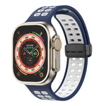 Pulseira de Relógio de Silicone com Fecho Dobradiço Magnético e Orifícios Quadrados, Para Apple Watch Series 8&7 45mm, Para Apple Watch Series 8&7 41mm