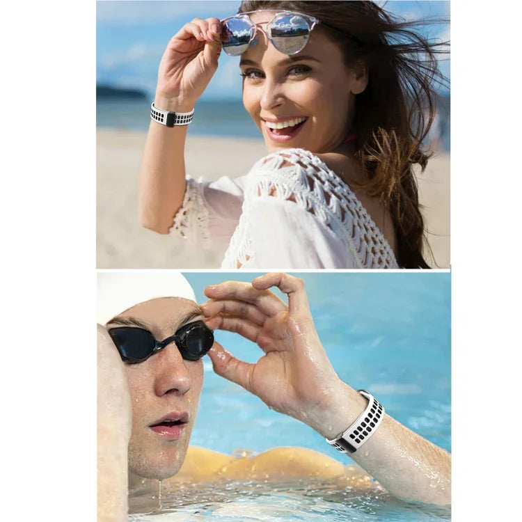 Pulseira de Relógio de Silicone com Fecho Dobradiço Magnético e Orifícios Quadrados, Para Apple Watch Series 8&7 45mm, Para Apple Watch Series 8&7 41mm