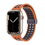Pulseira de Relógio de Silicone com Fecho Dobradiço Magnético e Orifícios Quadrados, Para Apple Watch Series 8&7 45mm, Para Apple Watch Series 8&7 41mm