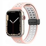 Pulseira de Relógio de Silicone com Fecho Dobradiço Magnético e Orifícios Quadrados, Para Apple Watch Series 8&7 45mm, Para Apple Watch Series 8&7 41mm