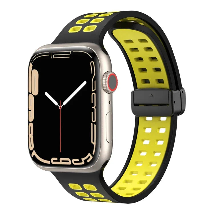 Pulseira de Relógio de Silicone com Fecho Dobradiço Magnético e Orifícios Quadrados, Para Apple Watch Series 8&7 45mm, Para Apple Watch Series 8&7 41mm
