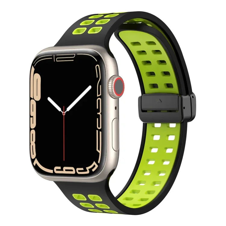 Pulseira de Relógio de Silicone com Fecho Dobradiço Magnético e Orifícios Quadrados, Para Apple Watch Series 8&7 45mm, Para Apple Watch Series 8&7 41mm