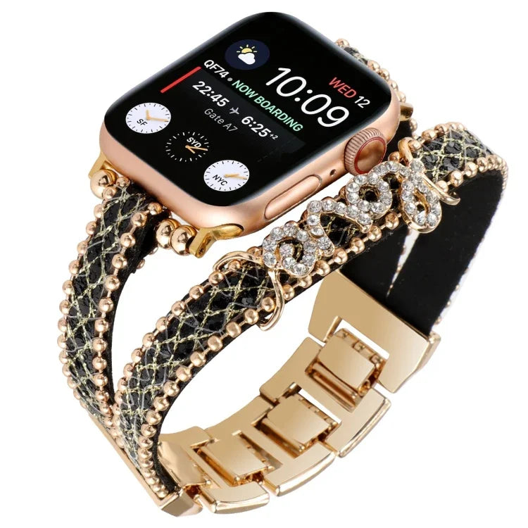 Correia de Relógio em Corrente de Couro LOVE, Para Apple Watch Series 8&7 45mm, Para Apple Watch Series 8&7 41mm