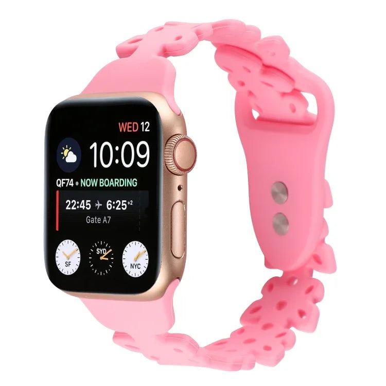 Correia de Relógio em Silicone Oca com Fecho Borboleta, Para Apple Watch Series 8&7 45mm, Para Apple Watch Series 8&7 41mm
