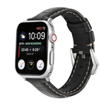 Correia de Relógio em Couro Genuíno com Fecho Prateado, Para Apple Watch Series 8&7 45mm, Para Apple Watch Series 8&7 41mm