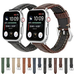 Correia de Relógio em Couro Genuíno com Fecho Prateado, Para Apple Watch Series 8&7 45mm, Para Apple Watch Series 8&7 41mm