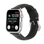 Correia de Relógio em Couro Genuíno com Fecho Prateado, Para Apple Watch Series 8&7 45mm, Para Apple Watch Series 8&7 41mm