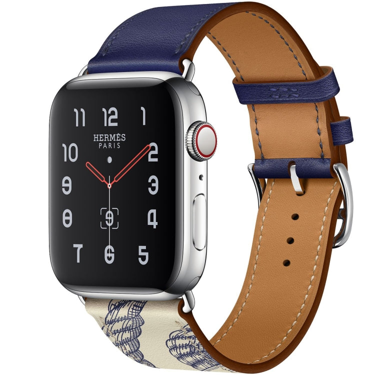 Pulseira de Relógio em Pele com Padrão de Serigrafia, Para Apple Watch Series 7 41mm / 6 & SE & 5 & 4 40mm / 3 & 2 & 1 38mm, Para Apple Watch Series 8&7 41mm / SE 2&6&SE&5&4 40mm / 3&2&1 38mm