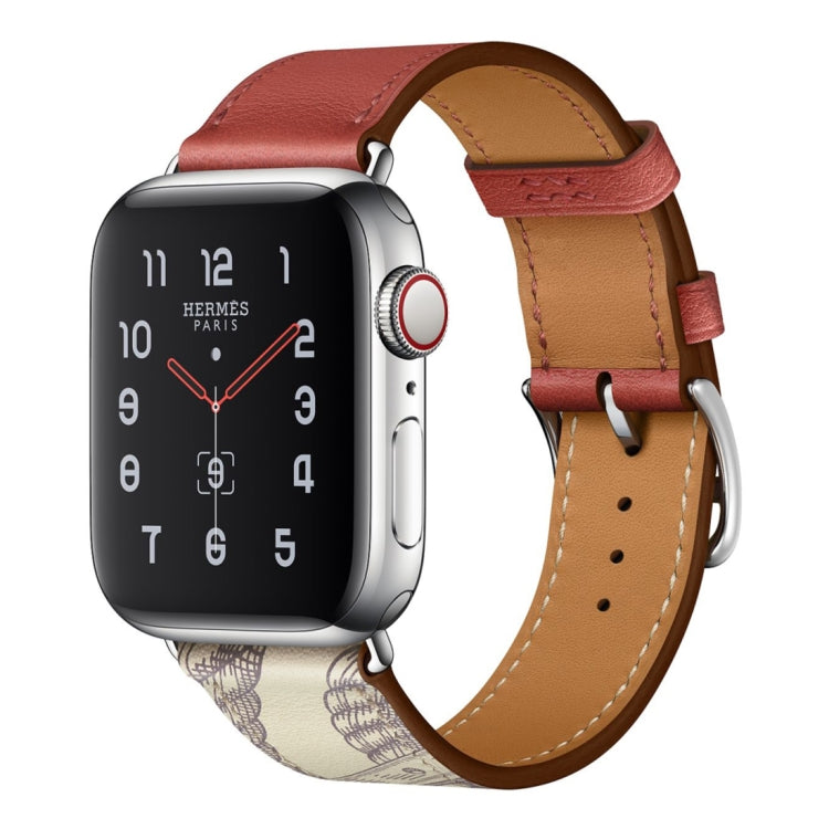 Pulseira de Relógio em Pele com Padrão de Serigrafia, Para Apple Watch Series 7 41mm / 6 & SE & 5 & 4 40mm / 3 & 2 & 1 38mm, Para Apple Watch Series 8&7 41mm / SE 2&6&SE&5&4 40mm / 3&2&1 38mm