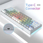 AULA F3261 Teclado Mecânico RGB com 61 Teclas, Tipo-C, Hot Swappable, Com Fios