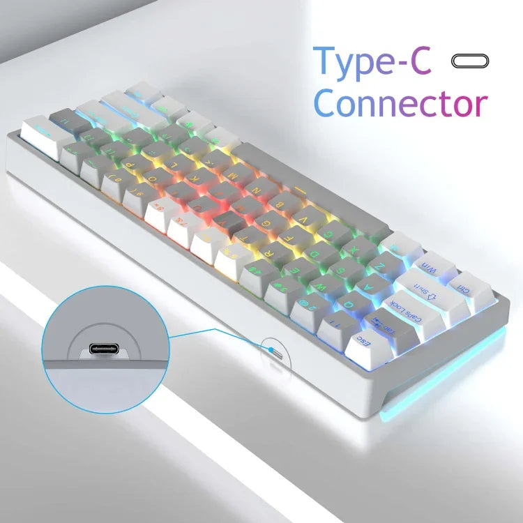 AULA F3261 Teclado Mecânico RGB com 61 Teclas, Tipo-C, Hot Swappable, Com Fios
