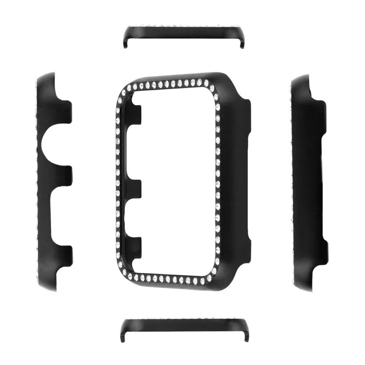 Capa Protetora de Relógio em Liga de Alumínio com Diamante, Para Apple Watch Series 9 / 8 / 7 45mm, Para Apple Watch Series SE 2025&SE 2&6&SE&5&4 44mm, Para Apple Watch Series 3&2&1 42mm, Para Apple Watch Series 9 / 8 / 7 41mm