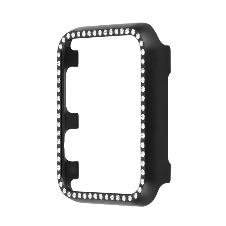 Capa Protetora de Relógio em Liga de Alumínio com Diamante, Para Apple Watch Series 9 / 8 / 7 45mm, Para Apple Watch Series SE 2025&SE 2&6&SE&5&4 44mm, Para Apple Watch Series 3&2&1 42mm, Para Apple Watch Series 9 / 8 / 7 41mm