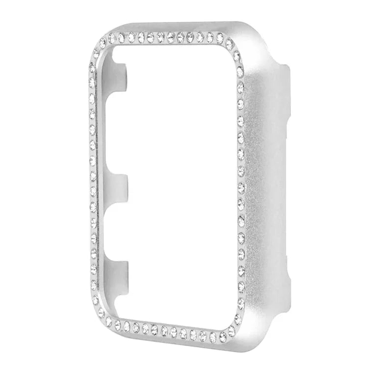 Capa Protetora de Relógio em Liga de Alumínio com Diamante, Para Apple Watch Series 9 / 8 / 7 45mm, Para Apple Watch Series SE 2025&SE 2&6&SE&5&4 44mm, Para Apple Watch Series 3&2&1 42mm, Para Apple Watch Series 9 / 8 / 7 41mm