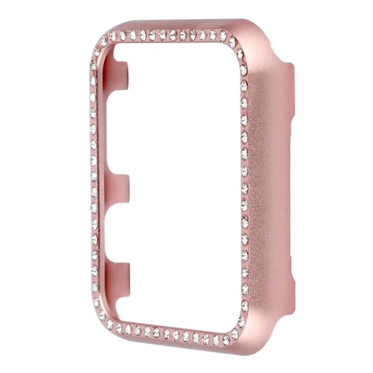 Capa Protetora de Relógio em Liga de Alumínio com Diamante, Para Apple Watch Series 9 / 8 / 7 45mm, Para Apple Watch Series SE 2025&SE 2&6&SE&5&4 44mm, Para Apple Watch Series 3&2&1 42mm, Para Apple Watch Series 9 / 8 / 7 41mm