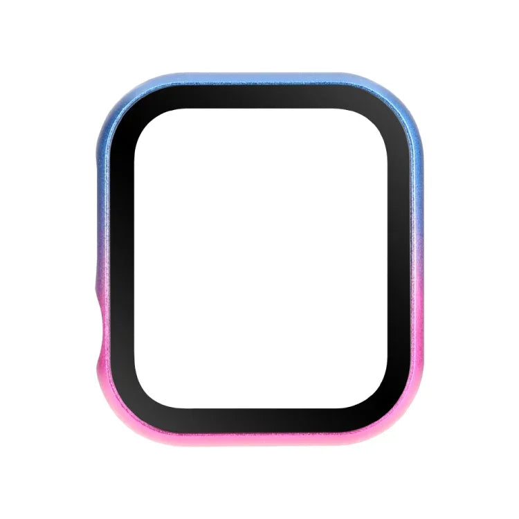 Capa protetora com estrutura metálica + vidro temperado, Para Apple Watch Series 9 / 8 / 7 45mm, Para Apple Watch Series SE 2025&SE2&6&SE&5&4 44mm, Para Apple Watch Series 3&2&1 42mm, Para Apple Watch Series 9 / 8 / 7 41mm