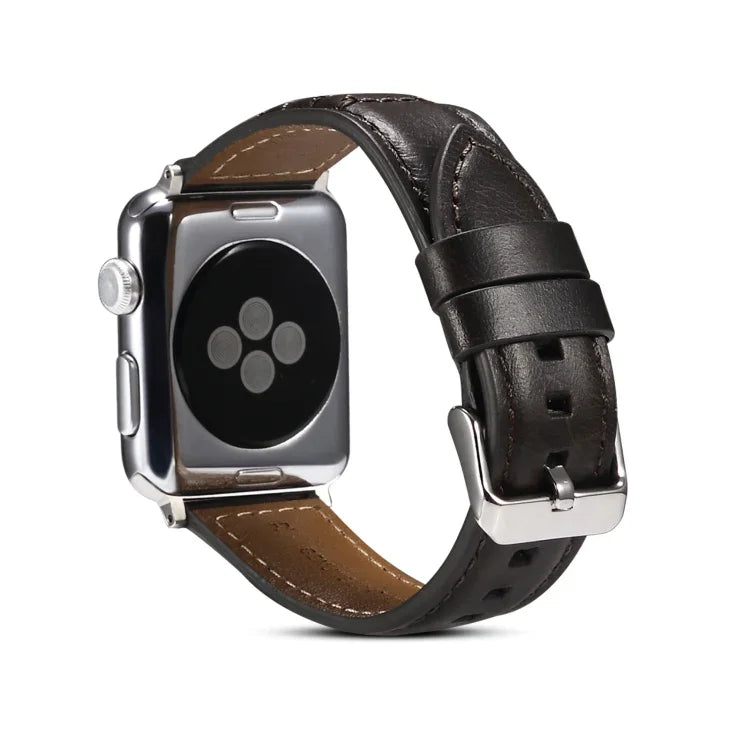 Correia de relógio em pele genuína com cera de óleo, Para Apple Watch Ultra 49mm / Series 8&7 45mm / SE 2&6&SE&5&4 44mm / 3&2&1 42mm, Para Apple Watch Series 8&7 41mm / SE 2&6&SE&5&4 40mm / 3&2&1 38mm