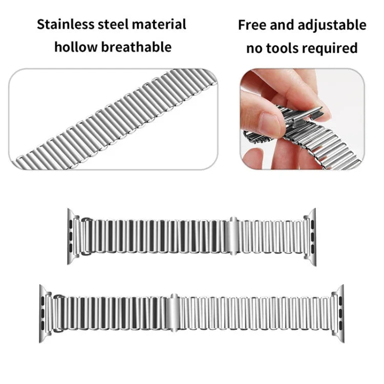 Correia de relógio em aço inoxidável com fivela de corrente, Para Apple Watch Ultra 49mm / Series 8&7 45mm / SE 2&6&SE&5&4 44mm / 3&2&1 42mm, Para Apple Watch Series 8&7 41mm / SE 2&6&SE&5&4 40mm / 3&2&1 38mm