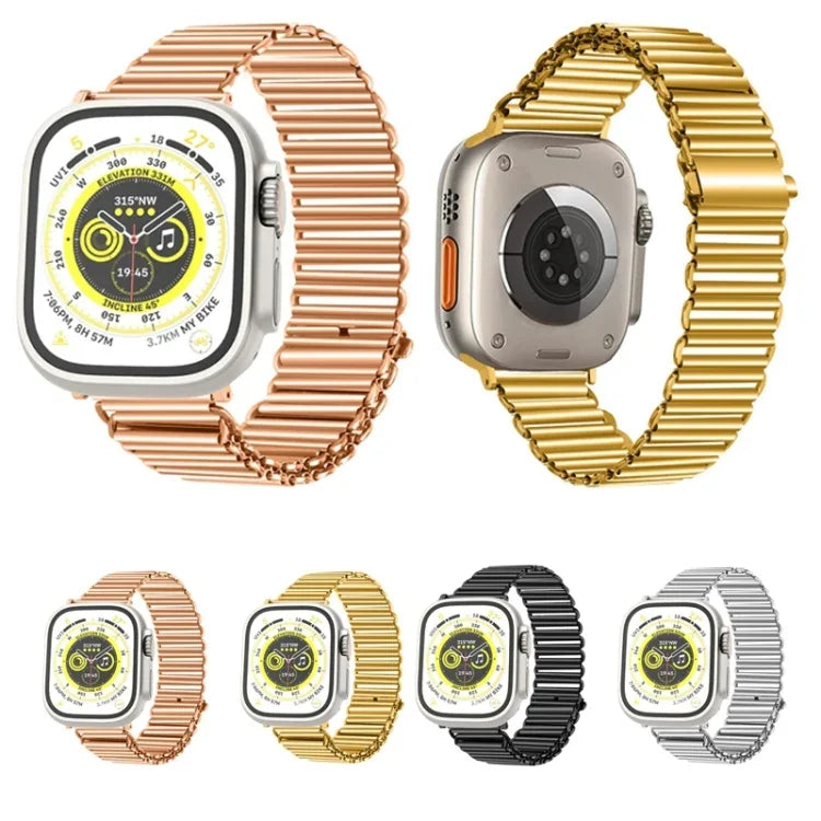 Correia de relógio em aço inoxidável com fivela de corrente, Para Apple Watch Ultra 49mm / Series 8&7 45mm / SE 2&6&SE&5&4 44mm / 3&2&1 42mm, Para Apple Watch Series 8&7 41mm / SE 2&6&SE&5&4 40mm / 3&2&1 38mm