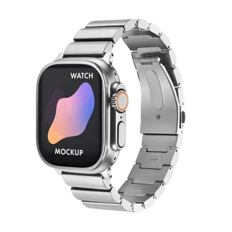 Correia de relógio em liga de titânio com fivela plana, Para Apple Watch Ultra 49mm / Series 8&7 45mm / SE 2&6&SE&5&4 44mm / 3&2&1 42mm, Para Apple Watch Series 8&7 41mm / SE 2&6&SE&5&4 40mm / 3&2&1 38mm