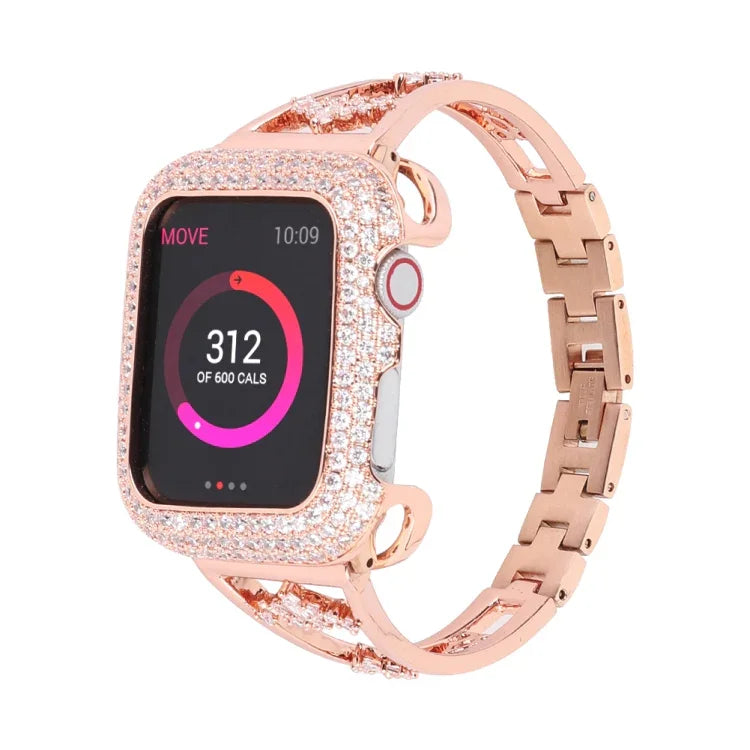 Correia de Relógio em Metal de Cobre Zircon, Para Apple Watch Ultra 49mm / Série 8&7 45mm / SE 2&6&SE&5&4 44mm / 3&2&1 42mm, Para Apple Watch Série 8&7 41mm / SE 2&6&SE&5&4 40mm / 3&2&1 38mm