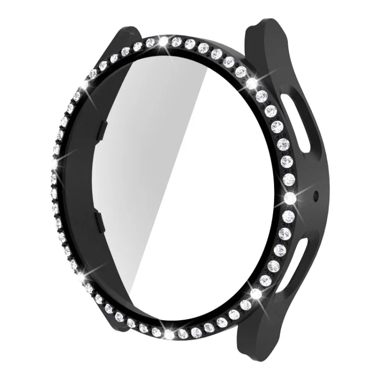 Caixa de Relógio com Diamantes de Uma Só Fileira em PC + Vidro Temperado, Para Samsung Galaxy Watch5 44mm
