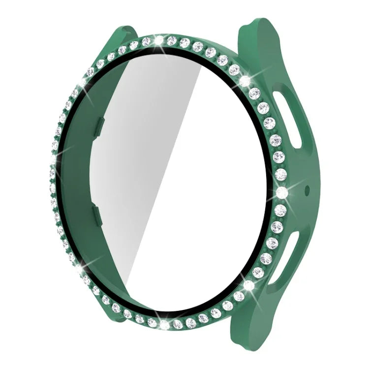 Caixa de Relógio com Diamantes de Uma Só Fileira em PC + Vidro Temperado, Para Samsung Galaxy Watch5 44mm