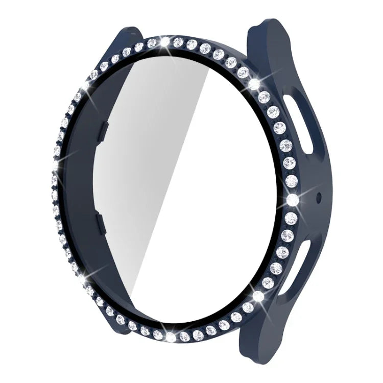 Caixa de Relógio com Diamantes de Uma Só Fileira em PC + Vidro Temperado, Para Samsung Galaxy Watch5 44mm