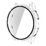 Caixa de Relógio com Diamantes de Uma Só Fileira em PC + Vidro Temperado, Para Samsung Galaxy Watch5 44mm