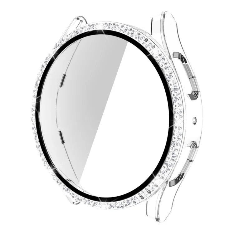 Caixa de Relógio com Diamantes de Uma Só Fileira em PC + Vidro Temperado, Para Samsung Galaxy Watch5 44mm