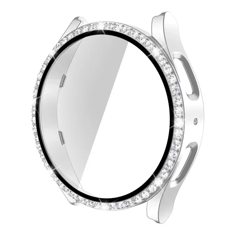Caixa de Relógio com Diamantes de Uma Só Fileira em PC + Vidro Temperado, Para Samsung Galaxy Watch5 44mm